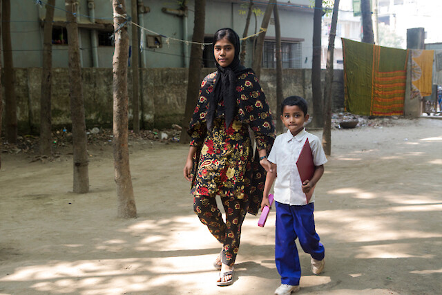 With the support of Benetton Group and having recently received enterprise training through BRAC, Fatema will open a grocery store this month. This means Farida, who already looks after her brother Farhad, 6, will have to take up more responsibility at home.
