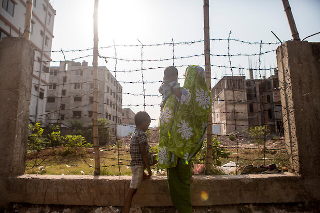 Every 24th of the month, Parveen takes her children to the site of the Rana Plaza building collapse to pray for her husband and their father Abdul Aziz.