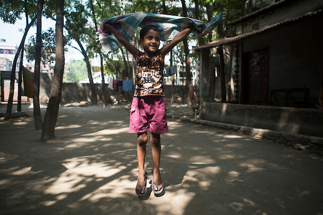 Farhad, 6, goes to school.